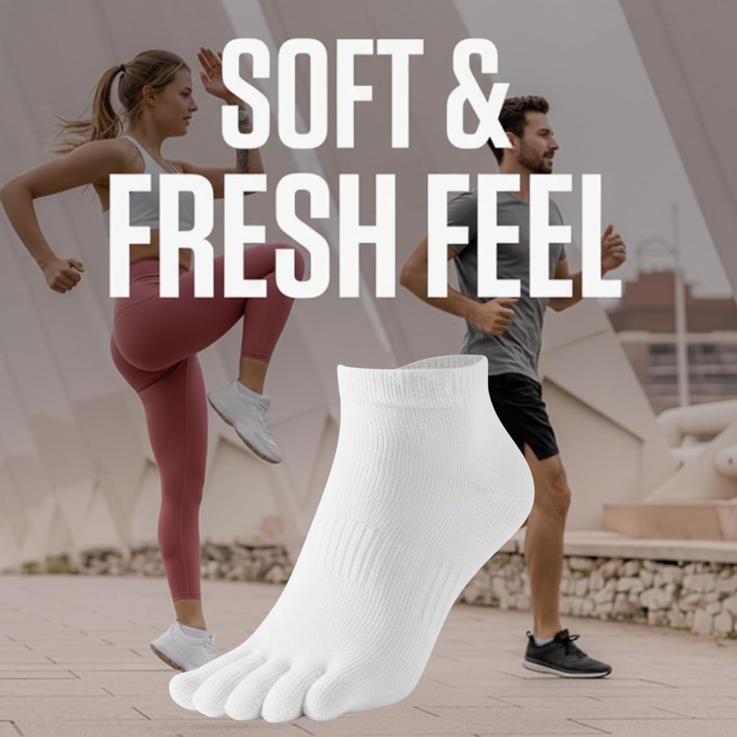 Soxsense Bamboo Viscose Soft Breathable Athletc Toe Socks Ankle Low Cut Casual Finger Socks Non Slip for Men Women 3 Pairs