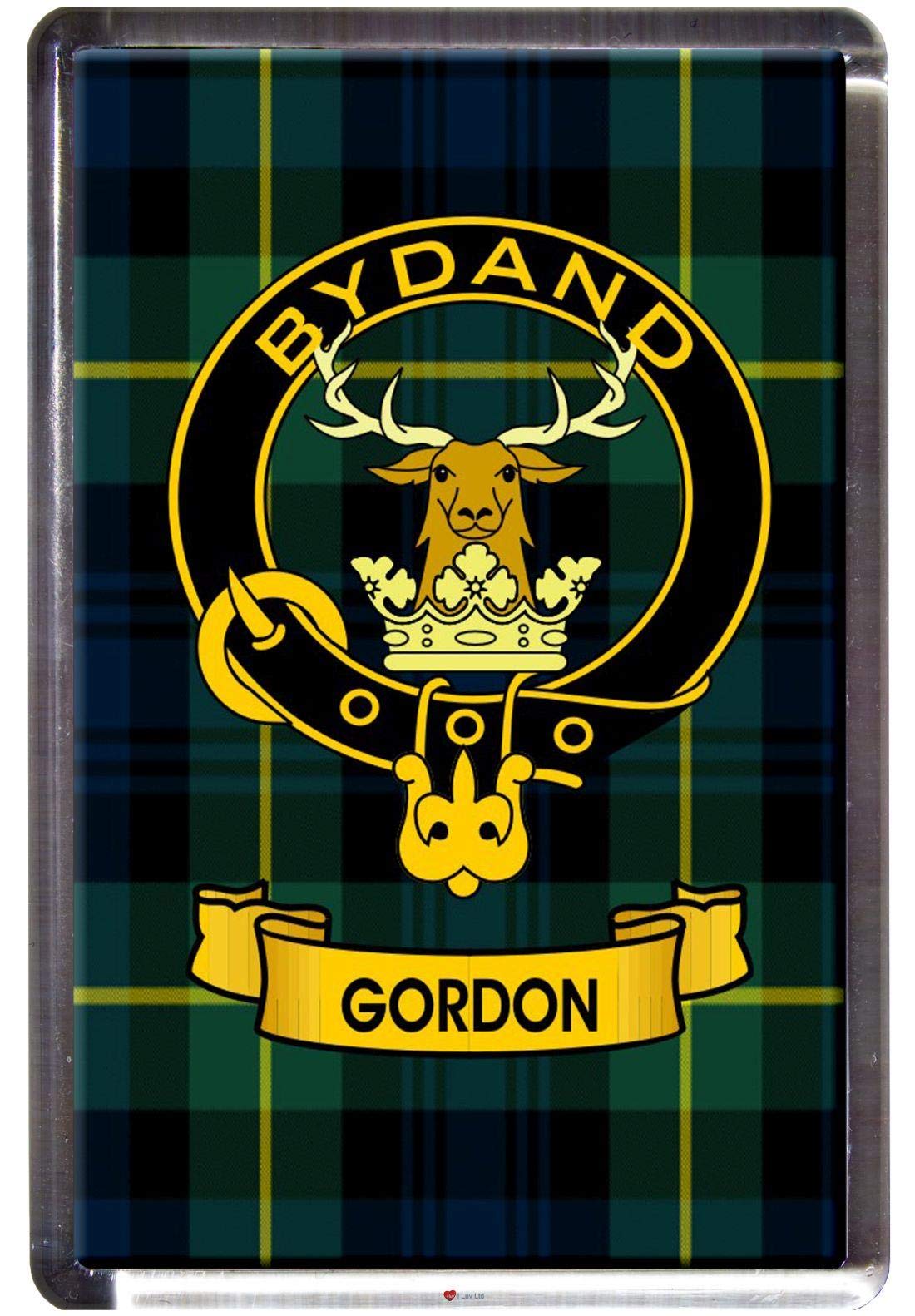 I Luv Ltd Gordon Clan Tartan Fridge Magnet With Scottish Clan Crest On Clear Acrylic Base