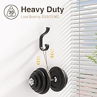 Vista 2 de Wall-Mount Coat Hooks, Heavy Duty 30LB Hooks for Hanging Coats, Bags, Backpacks, Keys, Hats – Black Metal Hooks for Wall,Door (6 Pack)
