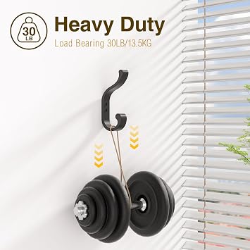 Large Black Coat Hooks, Heavy Duty Wall Hooks for Hanging, 4 Pack | Wall Mounted, Bathroom Towel Hooks, Metal Coat Hangers for Clothes, Backpack, Bag, Hat and Jacket, Screw-In Door Hooks