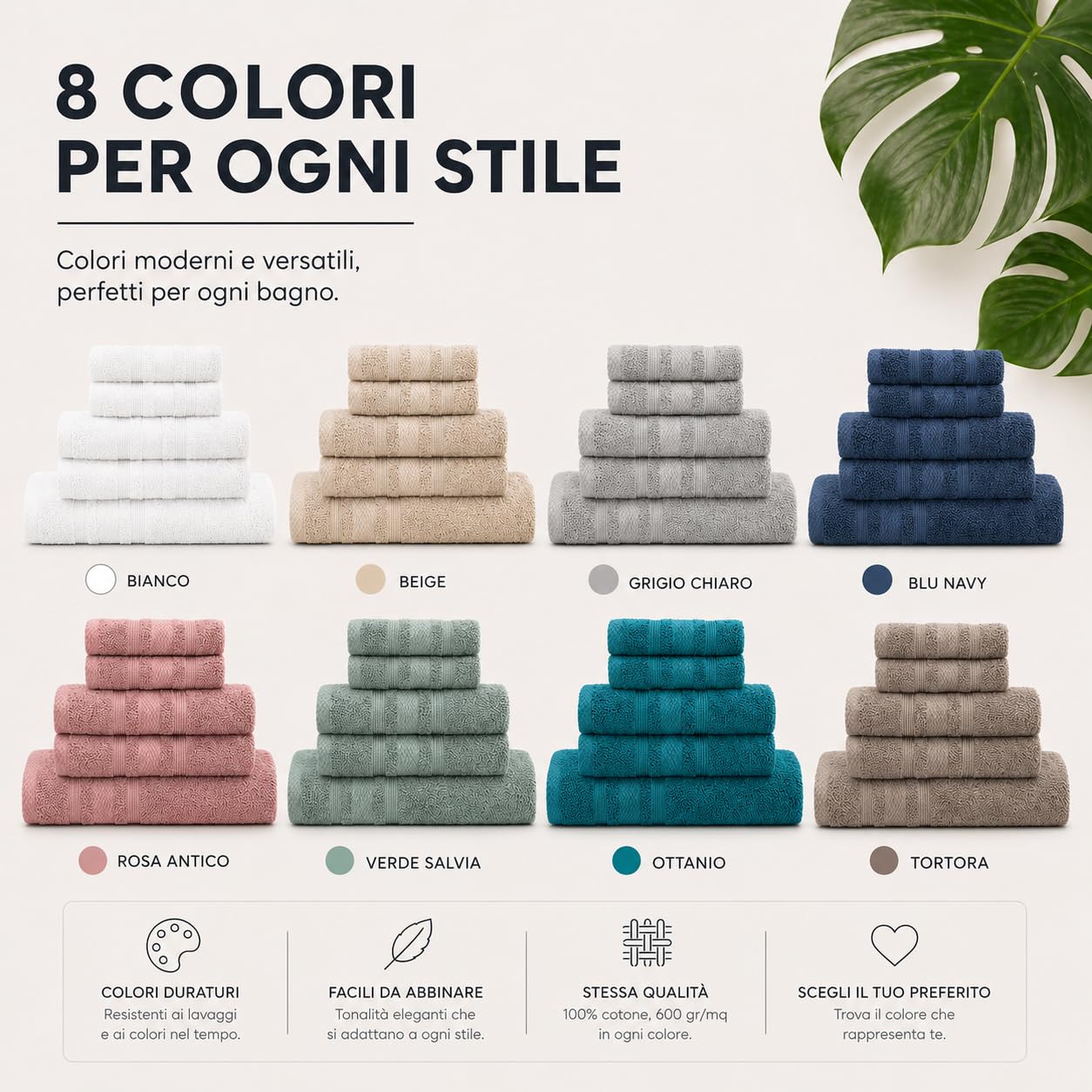 Set Asciugamani Bagno 6 Pezzi, 100% Puro Cotone, 2 Telo Doccia 90x140cm + 2 Asciugamani Viso 50x100cm + 2 Ospiti 40x60cm, Morbidi e Assorbenti, Spugna 600 gr, per Bagno, Hotel e Spa (Rosa Antico)