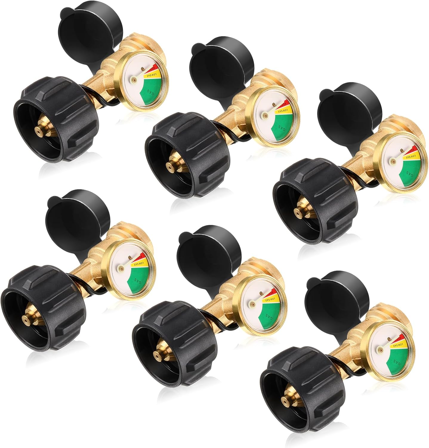 Tandefio Propane Tank Gauge Level Indicator Leak Detector Gas Pressure Meter Universal QCC1 Propane Tank with Dust Cover and Pol Connection for 5-100 lb BBQ Grills Camping Stoves Heater(Standard)