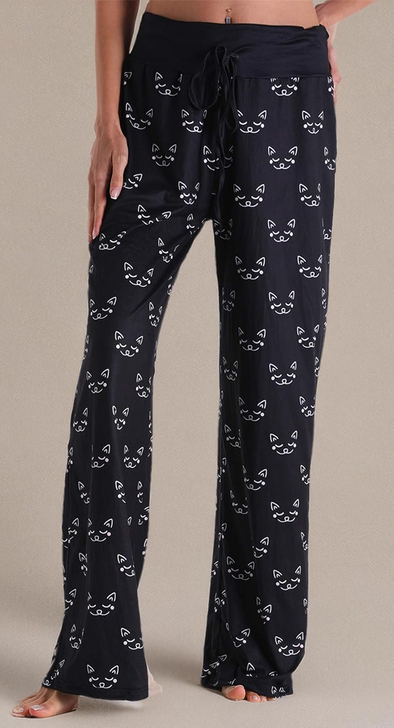 X-Image Women's Comfy Pajamas Drawstring Stretch Floral Print Long Wide Leg Lounge Pants - Image 4