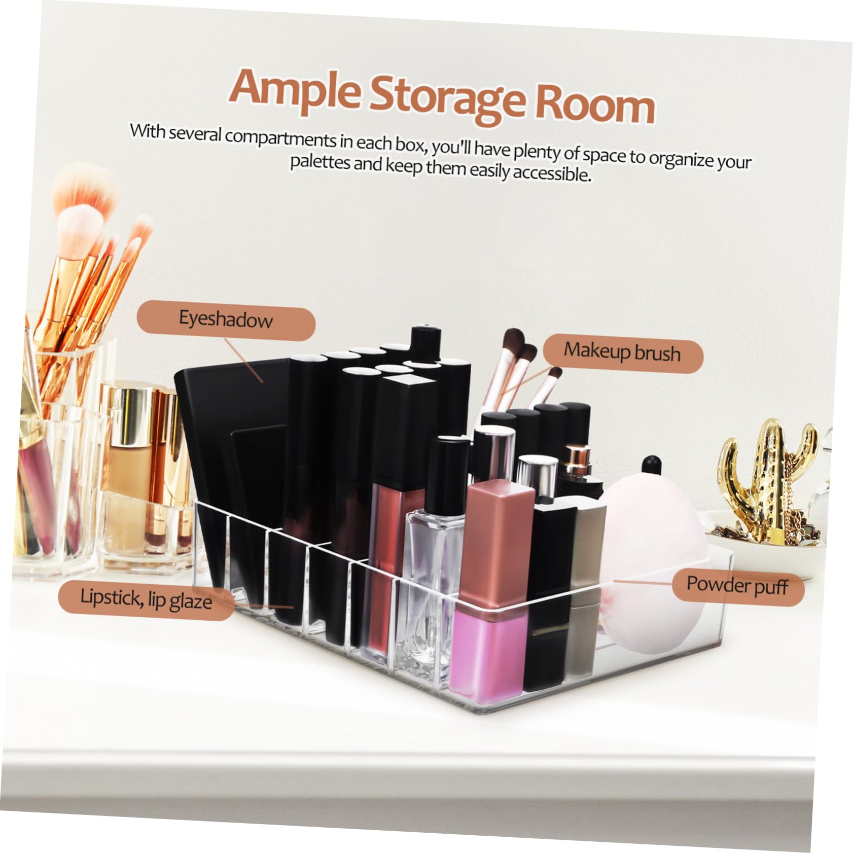 Anneome Lidschattenpaletten Organizer Moderner Make Up Organizer aus Acryl 2 Stück mit 7 Fächern mit Flachem Boden Vielseitig für Schubladen