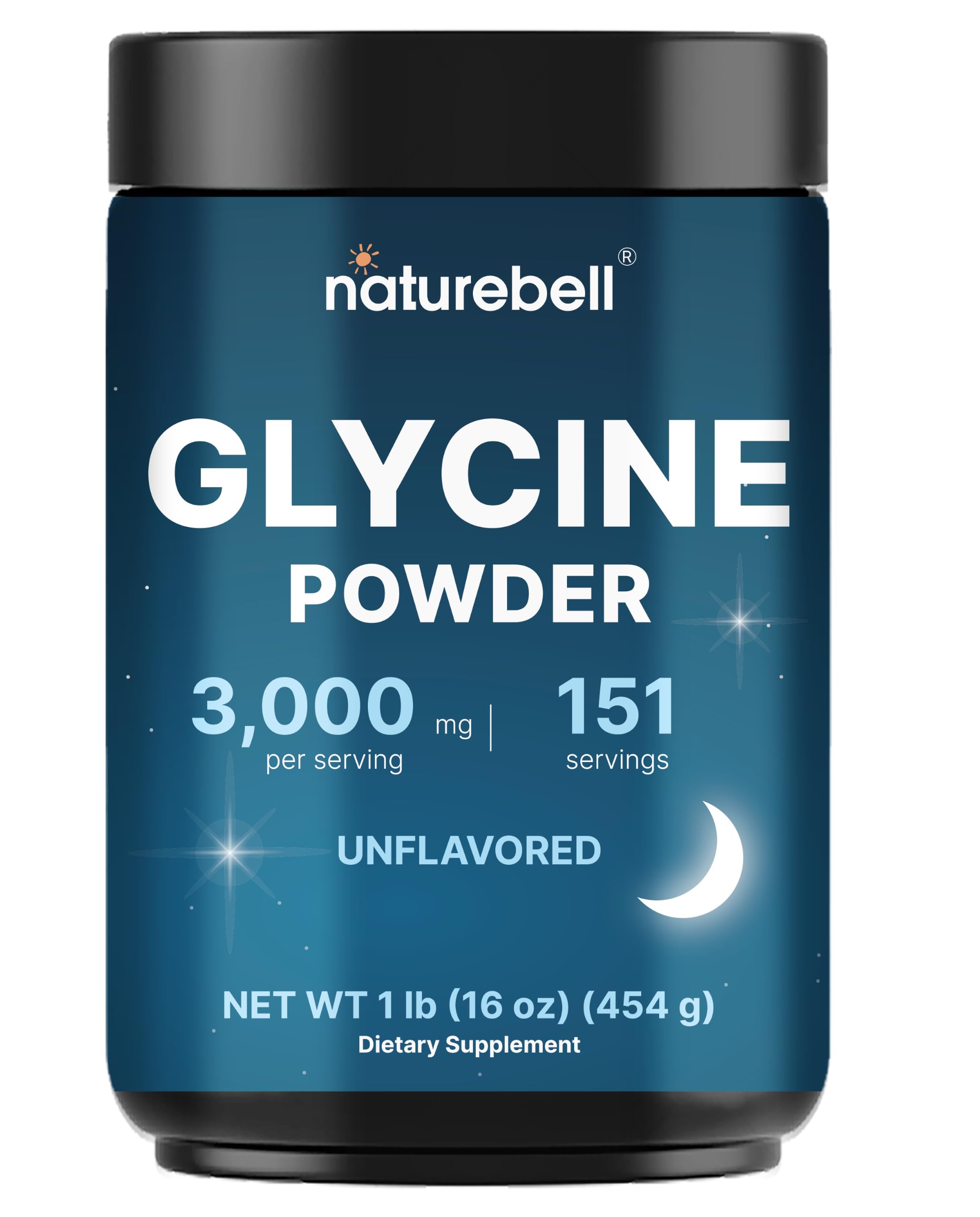 Glycine Powder, 151 Servings (1 lb) – 3,000 mg Free-Form Glycine Per Serving – Unflavored Pure Powder – Non-GMO, cGMP Manufactured