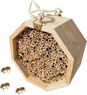 Casa de Abejas, Casas de Abejas para el jardín - Ayuda de anidación de Madera para Abejas Silvestres | Casa de Mariposa, hábitat de Avispas, Palacio polinizante, Aumenta la productividad en su jardín