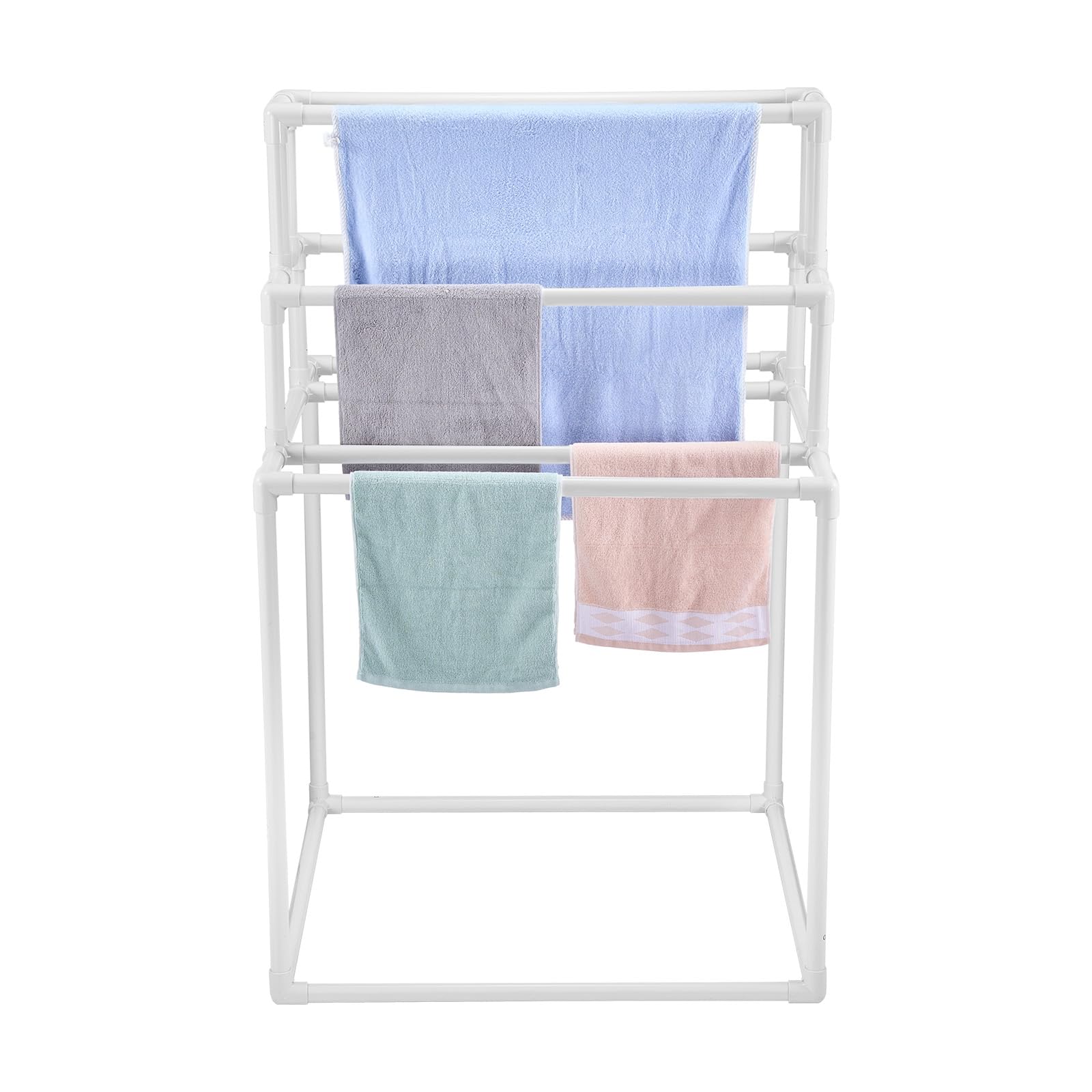 VEVOR Porte-serviettes, 8 barres, support de serviette d'extérieur en PVC, porte-serviettes sur pied de piscine, organisateur de séchage de couettes, pour bord de la piscine, salle de bain, spa, blanc