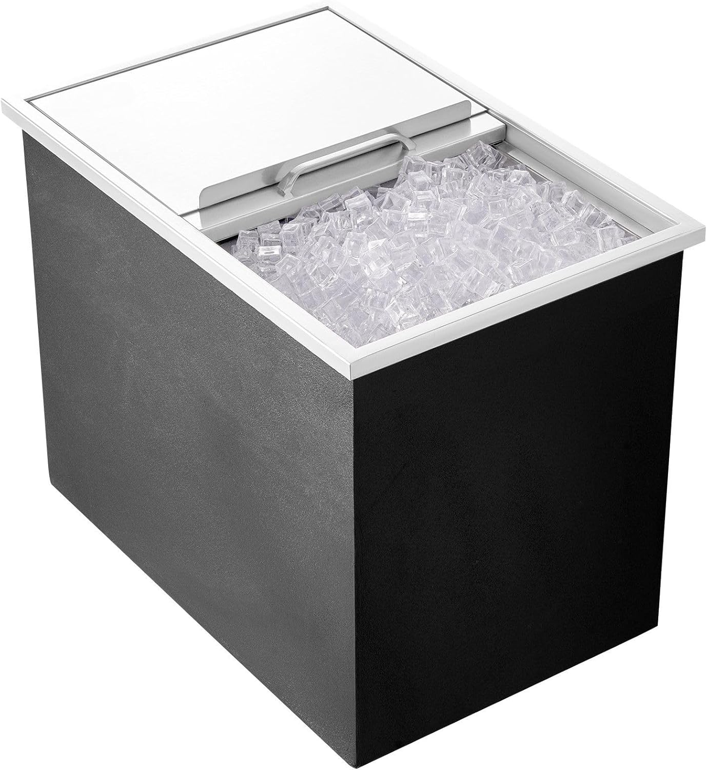115QT Commercial Drop-in Ice Chest, Stainless Steel Ice Bin with Sliding Cover & Drain, 24+ Hour Insulation for Bars, Outdoor Kitchens, and Beverage Stations