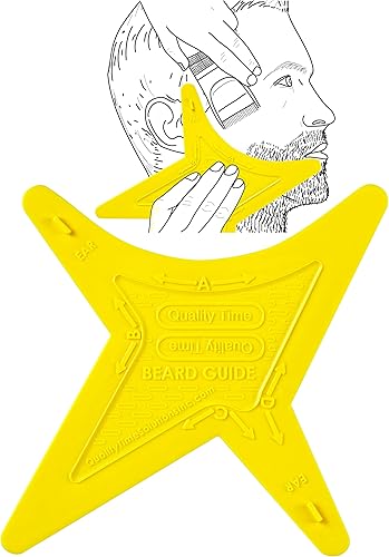 Quality Time QualityTime Guía de plantilla para moldear barba, la plantilla de afeitado de seis estilos más nueva para alinear, bordes y una línea
