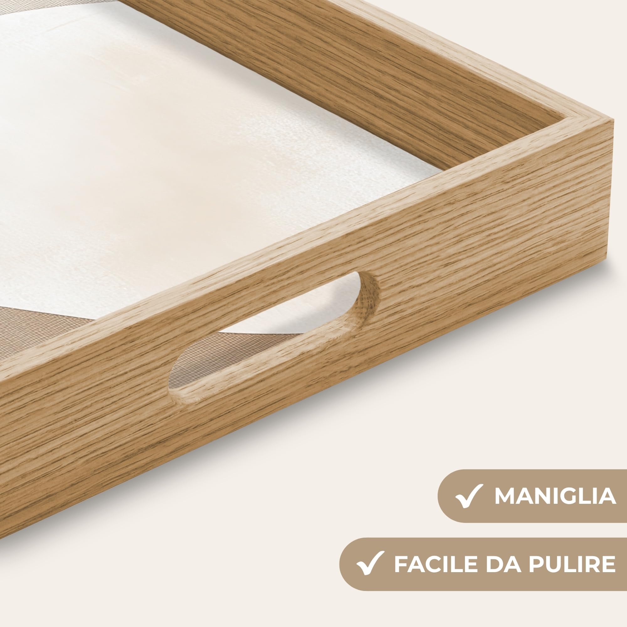 Vassoio Vassoi Da Portata Di Legno Quercia Manici Per Caffe