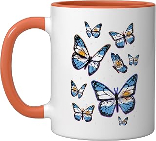 Argentina pride and culture. Butterfly version Ceramic Mug, Orange/White
