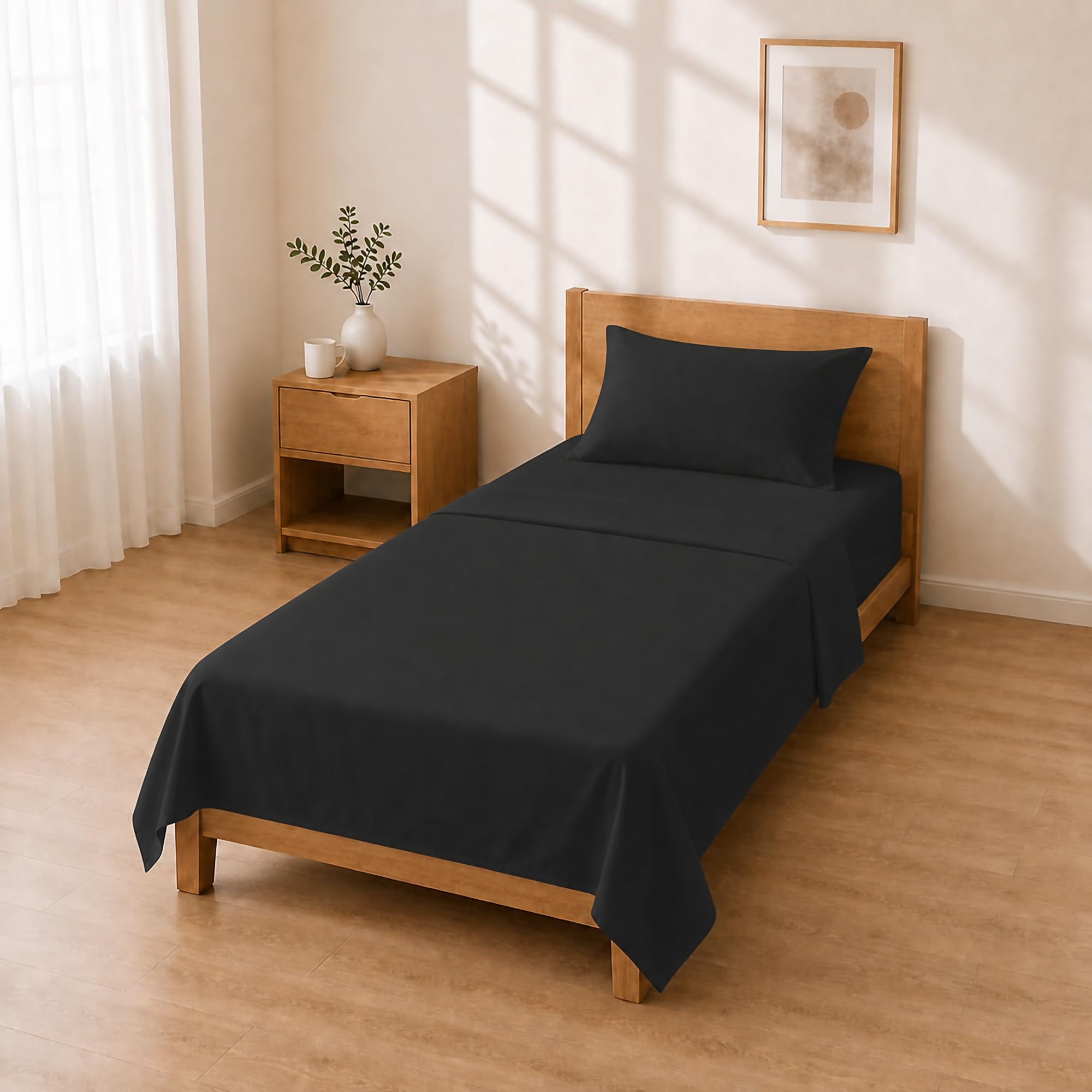 Homebliss Microfibre Bedding Set 90 x 200 + 30 / 160 x 280 + 50 x 80 cm 1 Piece, Black