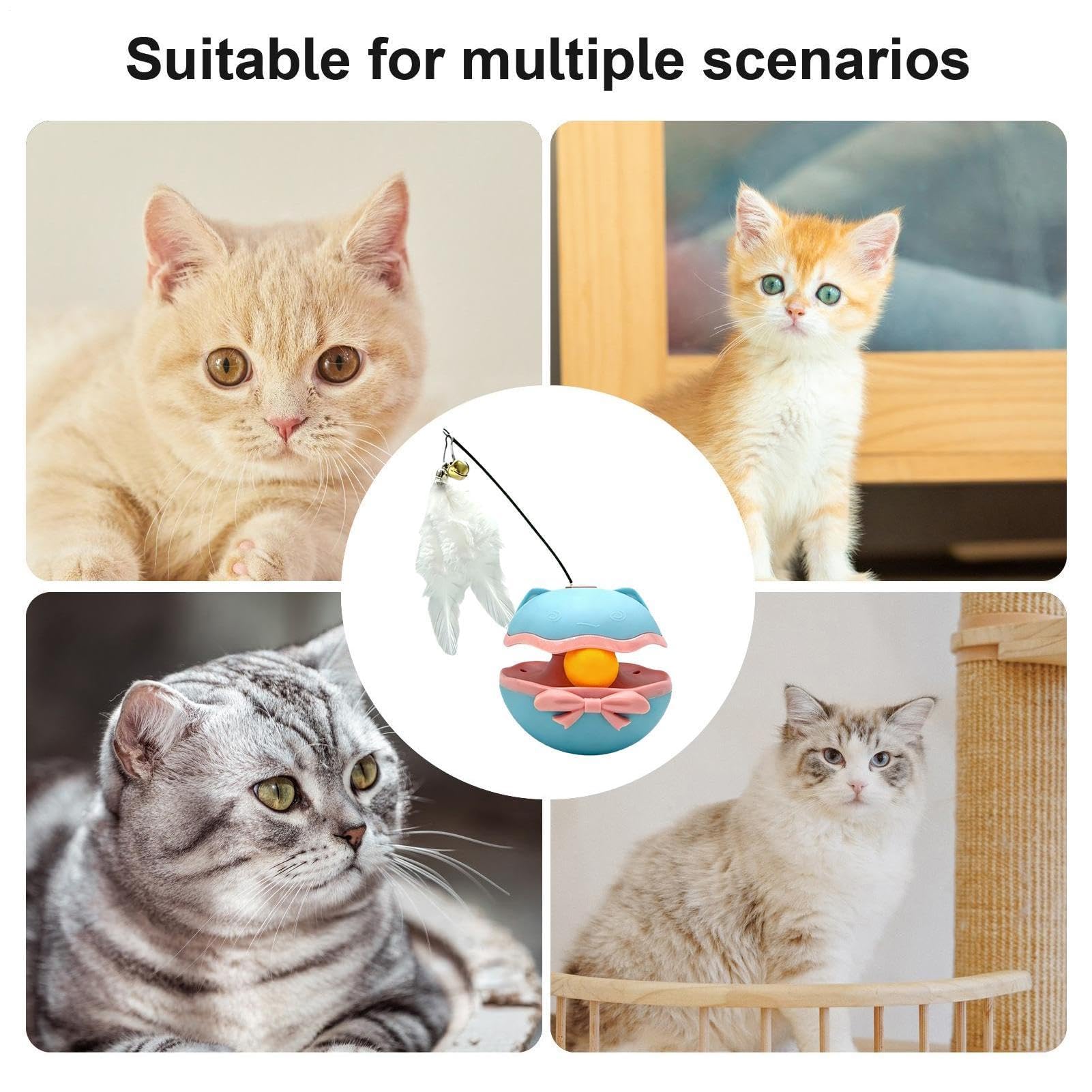 Juguetes para Gatos， Juguete Interactivo de enriquecimiento for Ejercicios Gatos, for criadero, Sala Estar, Dormitorio, apartamento(Light Blue)