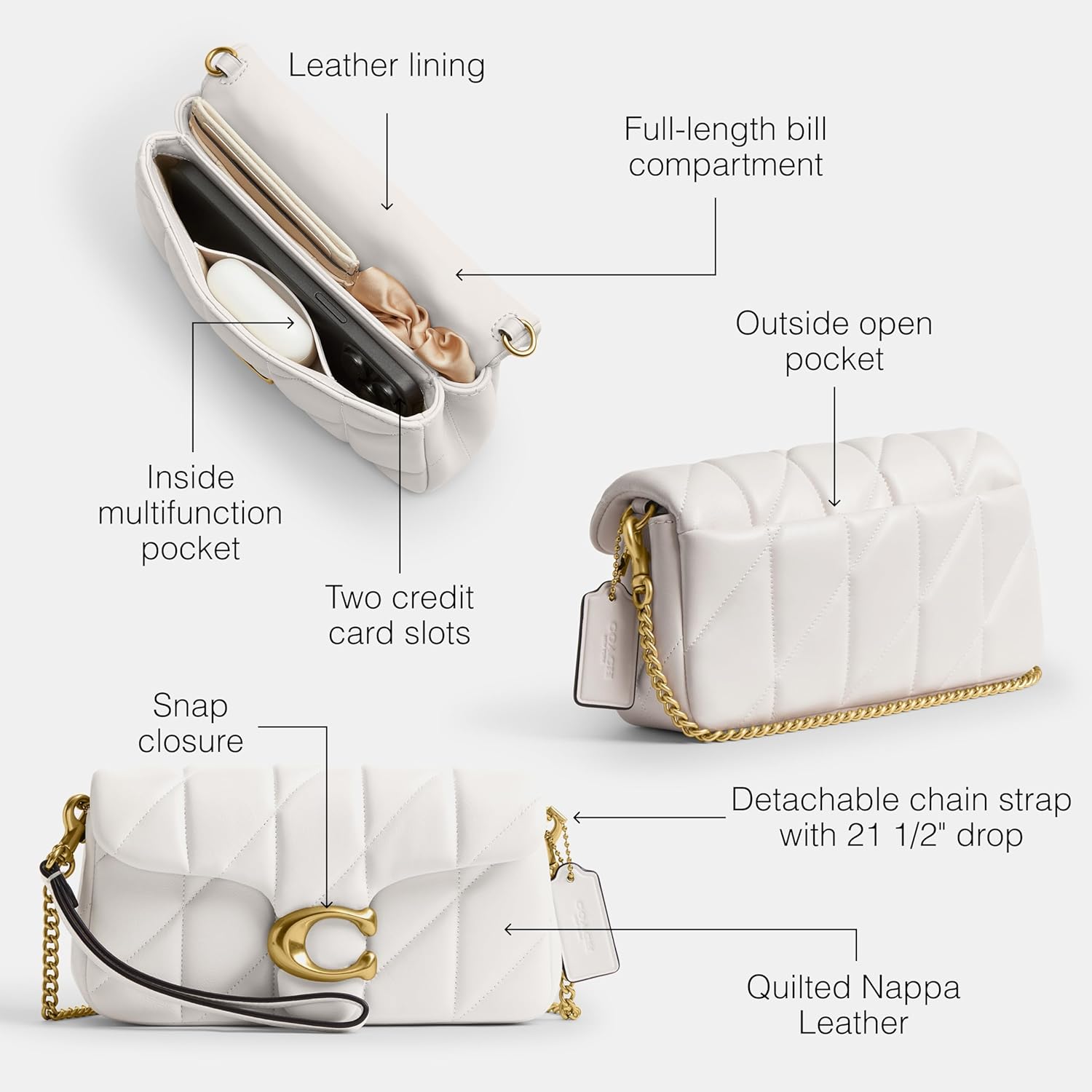 COACH Tabby Chain Crossbody Bag 19 With Quilting - Image 4