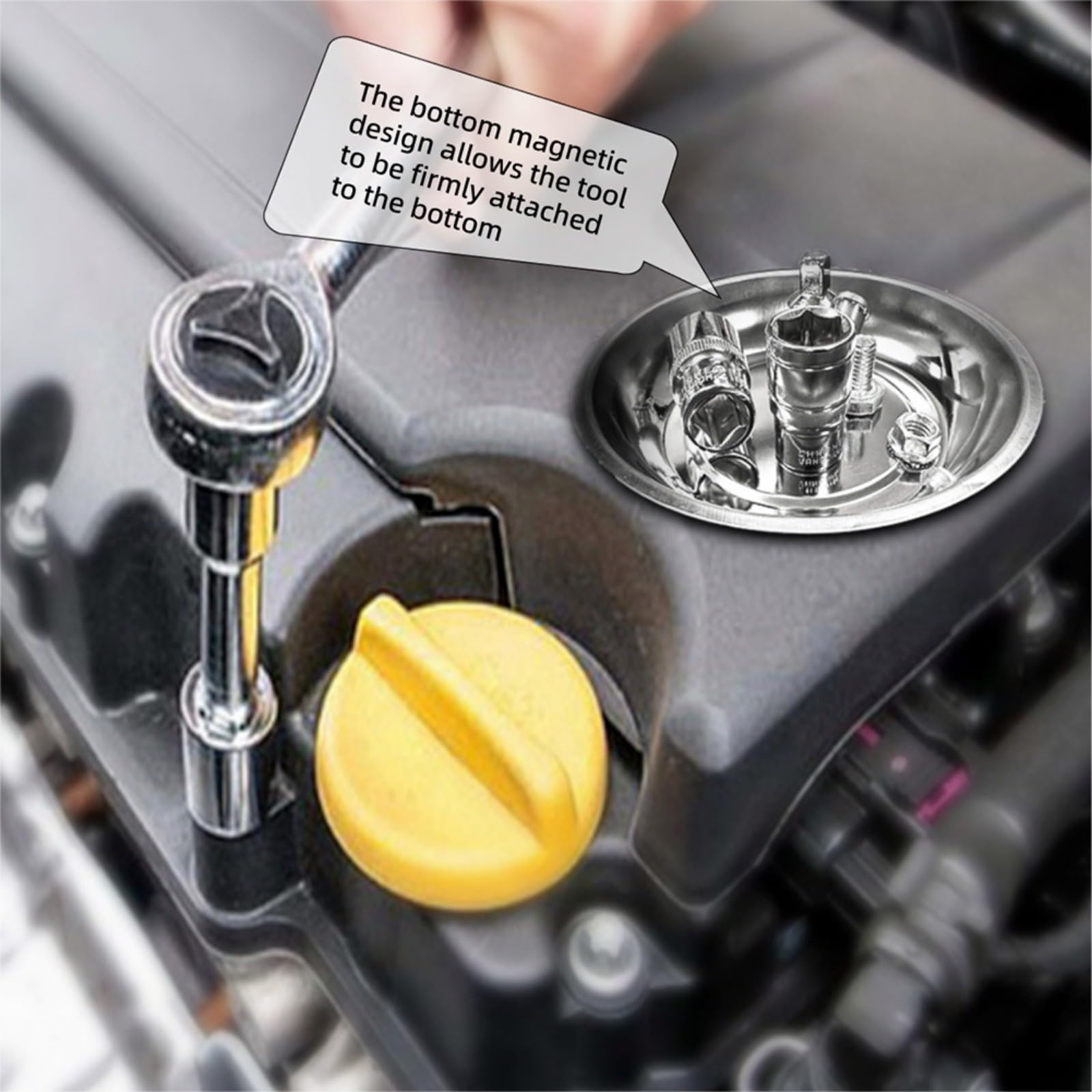 Paquete de 10 bandejas magnéticas de acero inoxidable de 3 pulgadas con base antideslizante para taller, garaje y organización de cajas de herramientas
