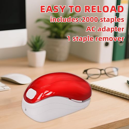 Vista 12 de Grapadora eléctrica, incluye 2000 grapas y 1 removedor de grapas, adecuada para el tamaño de la palma y alta comodidad, capacidad de 25 hojas, Negro