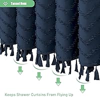 Vista 5 de Dynamene - Cortina de ducha, tela bohemia con rayas con chebrón en relieve, cortina para decoración de baño, hotel y spa, juego de cortina con Azul