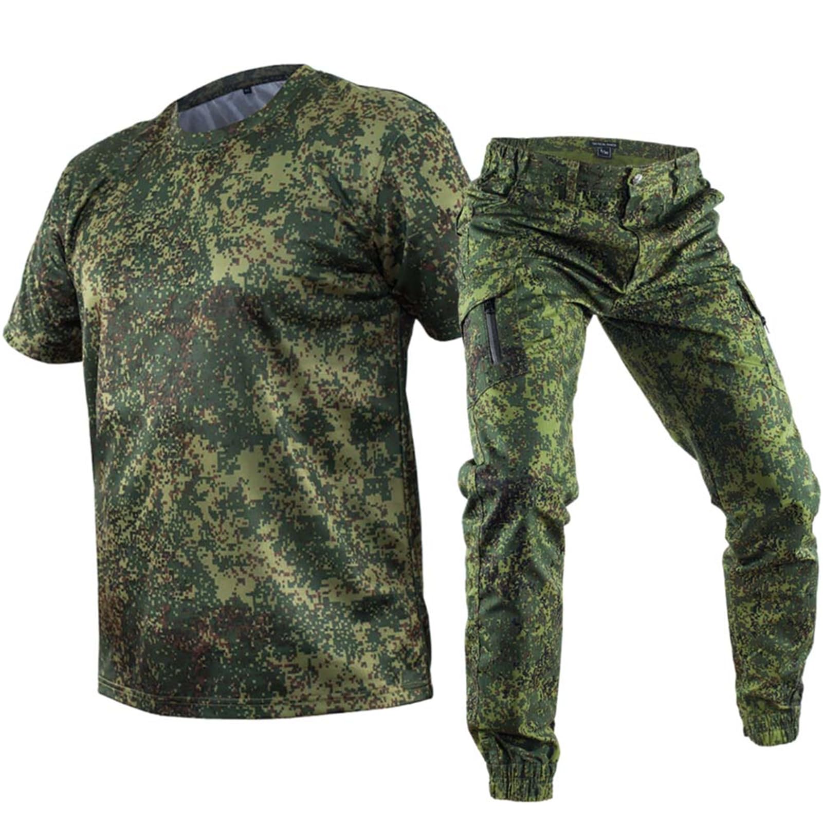 Sommer-Militäruniform Russisches Camo-Taktik-Kurzarm-T-Shirt und Hose Herren-Set Outdoor-Arbeitskleidung