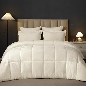 PHF Double Velvet Comforter Queen Cream, 5-Pc Winter Bedding