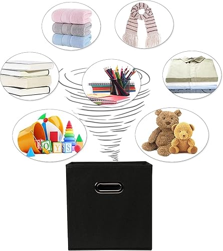 Miniatura 10 de Contenedores de almacenamiento de tela de tela, organizador de cubos de tela con doble asa, canastas de almacenamiento plegables para el hogar y el