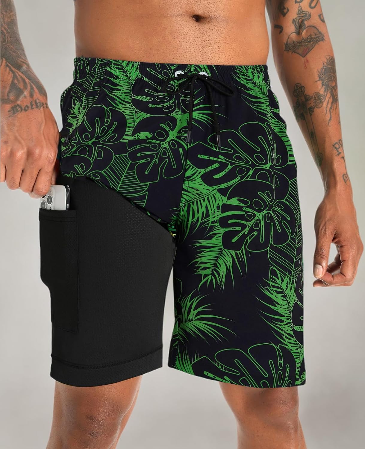 APTRO 2 in 1 Men's Swim Trunks 9" with Zipper Pockets Bathing Suit Built-in Board Shorts Swimwear Long Shorts - Image 7
