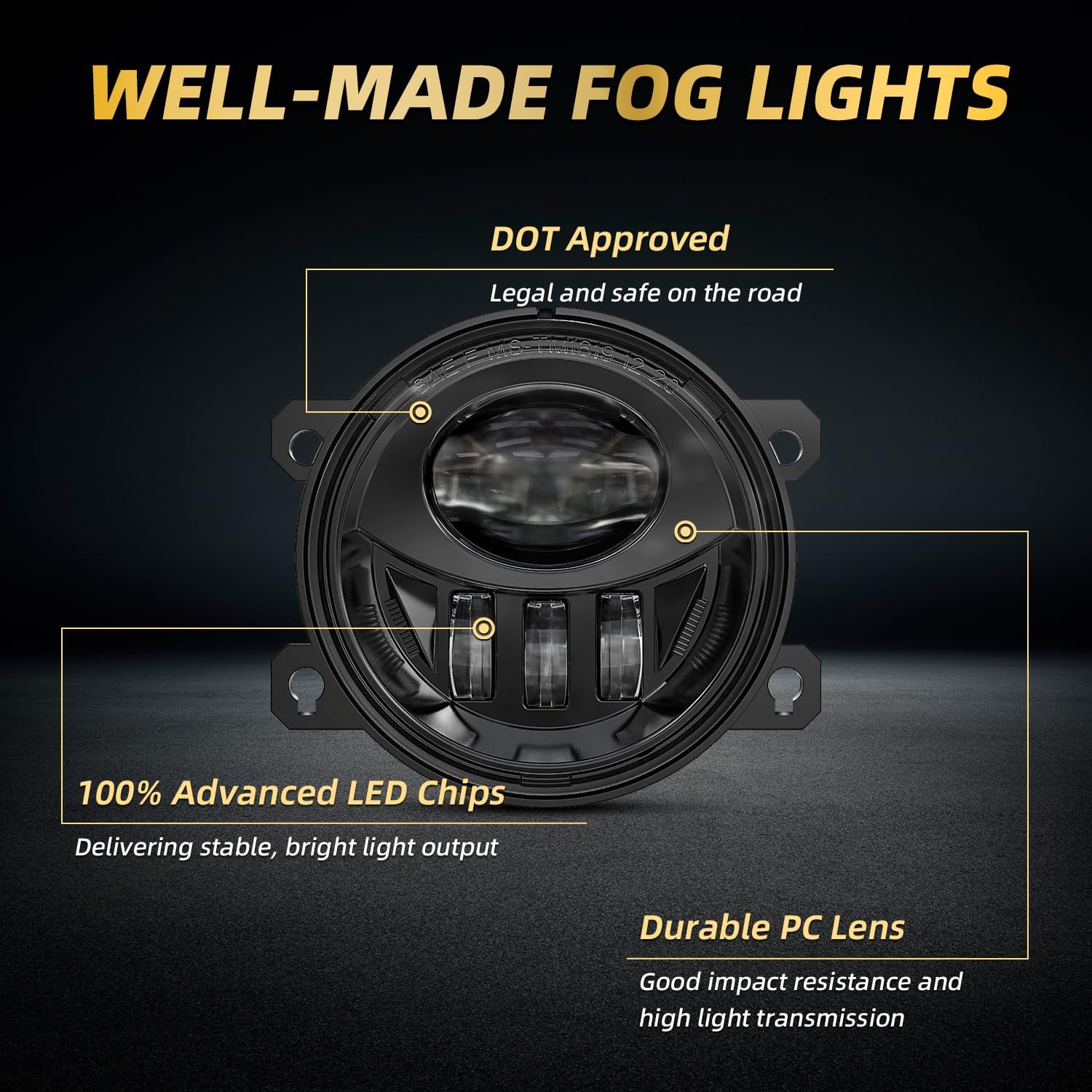 LED Fog Lights Assembly Compatible with 13-16 Fusion 08-14 Focus 11-15 Explorer, Honda 2013-2021 Civic 2013-2015 Accord 2015-2020 Fit 2019-2020 HRV, Black 1 pair