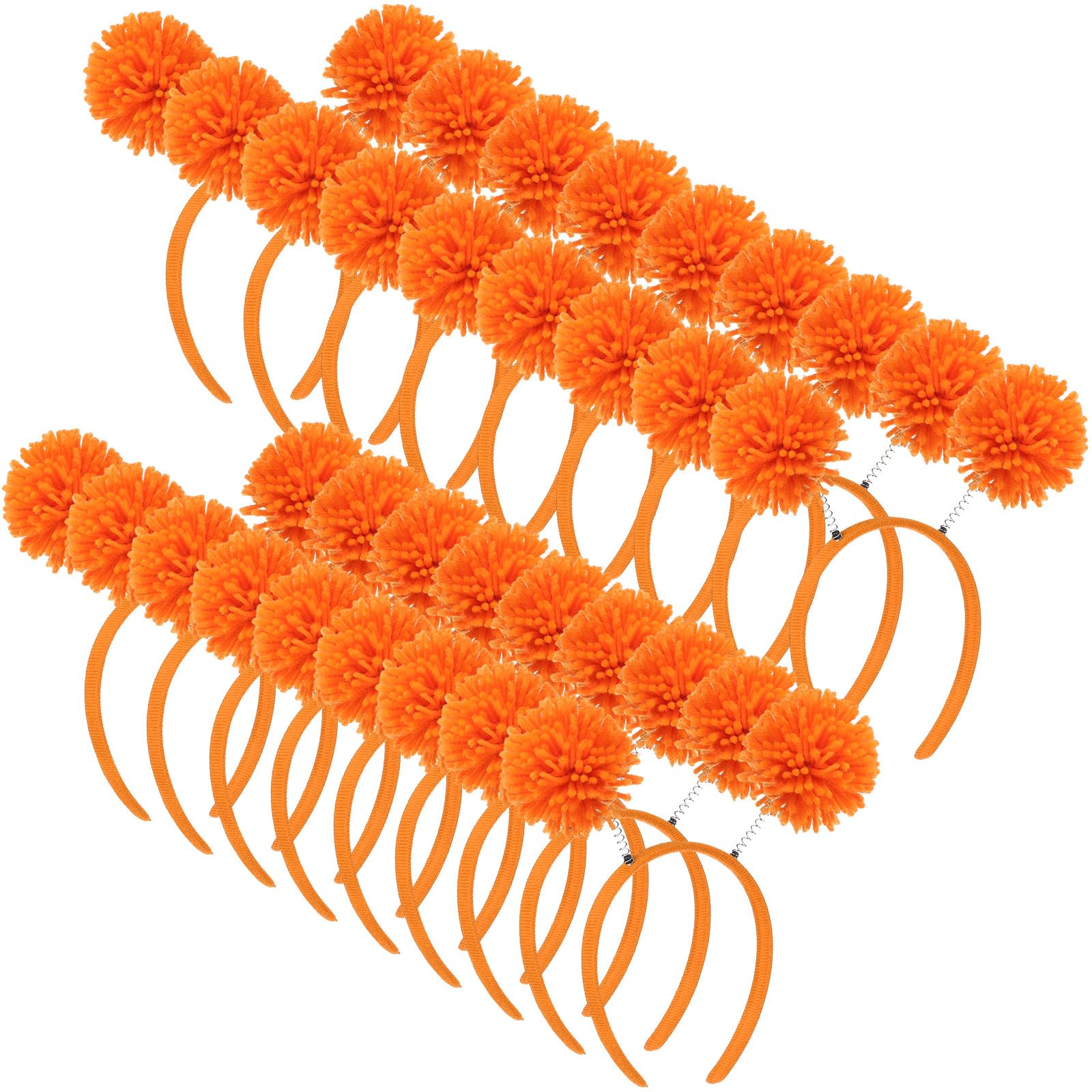 Censen Orange 18 Pcs Pom Pom Headband for Women Head Bopper Wrapped Headband Birthday Christmas Party Headwear