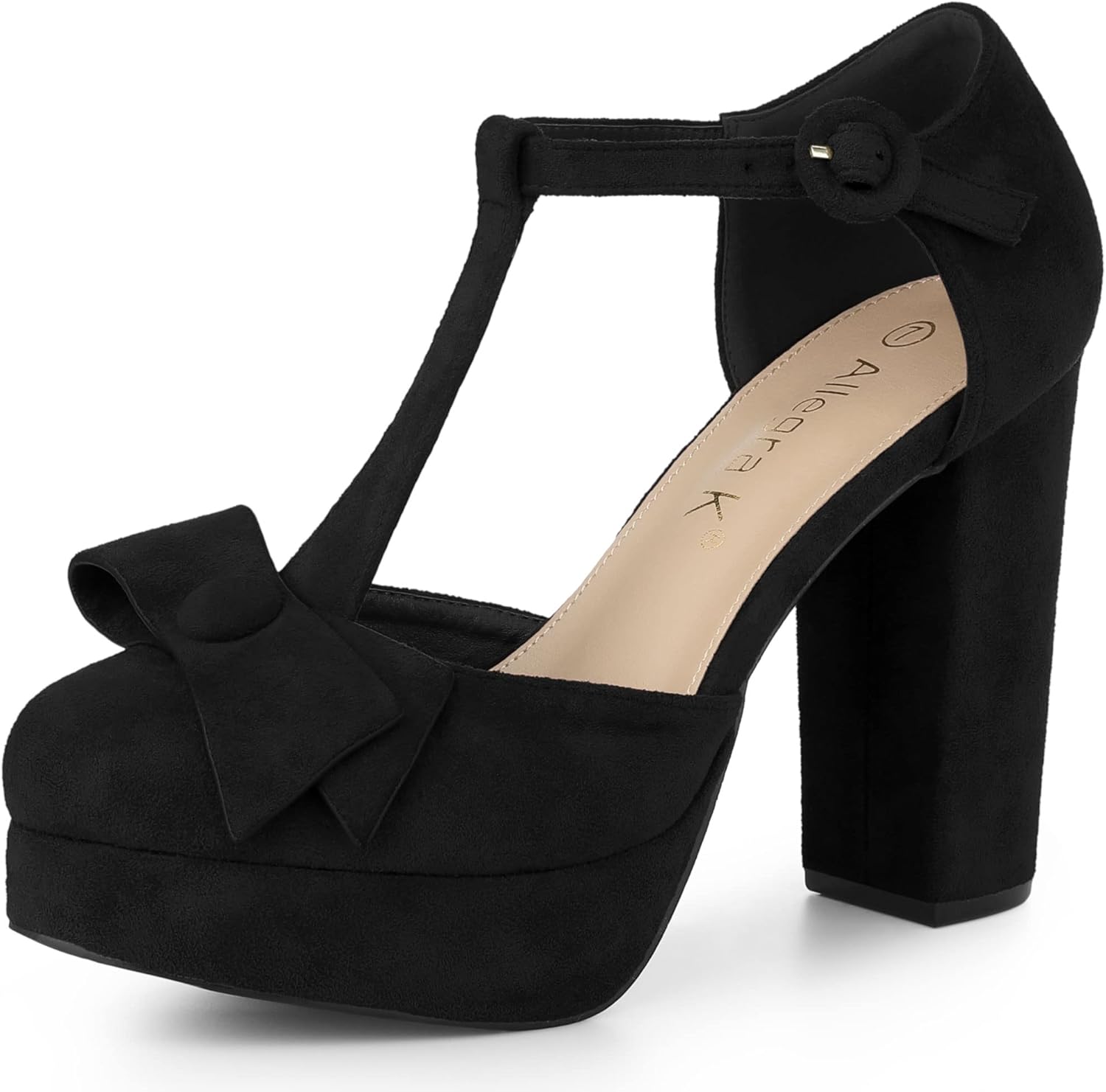Allegra K Women's Mary Janes Platform Pumps Halloween Costumes Black Chunky Heels Dress Shoes - 6 M US