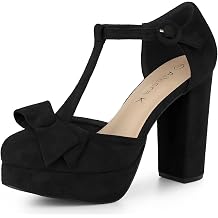 Allegra K Womens Mary Janes Platform Pumps Halloween Costumes Chunky Heels Dress Shoes