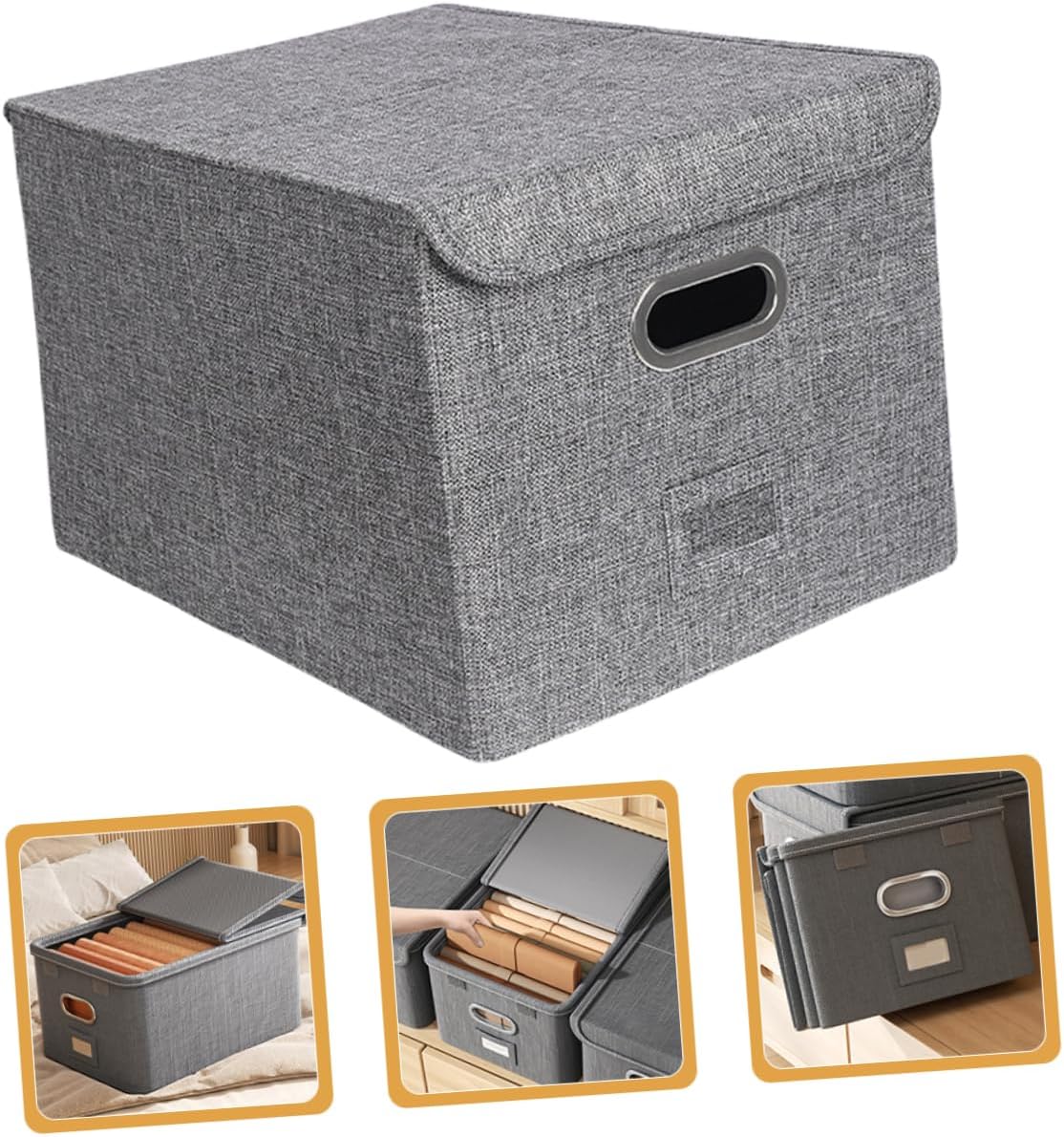 Clothes Storage Organizer Foldable Storage Bin Lid Capacity for Closet and Bedroom for Clothes Toys and Blankets Grey