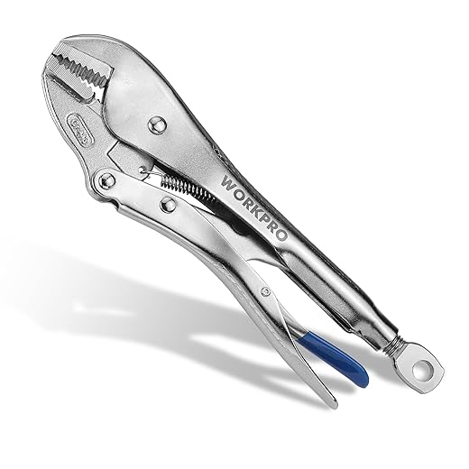 WORKPRO 10" Straight Jaw Locking Pliers, CR-MO Steel Construction with Perforated Screw, Multipurpose Clamping Tool for Automotive, Welding, and Home DIY
