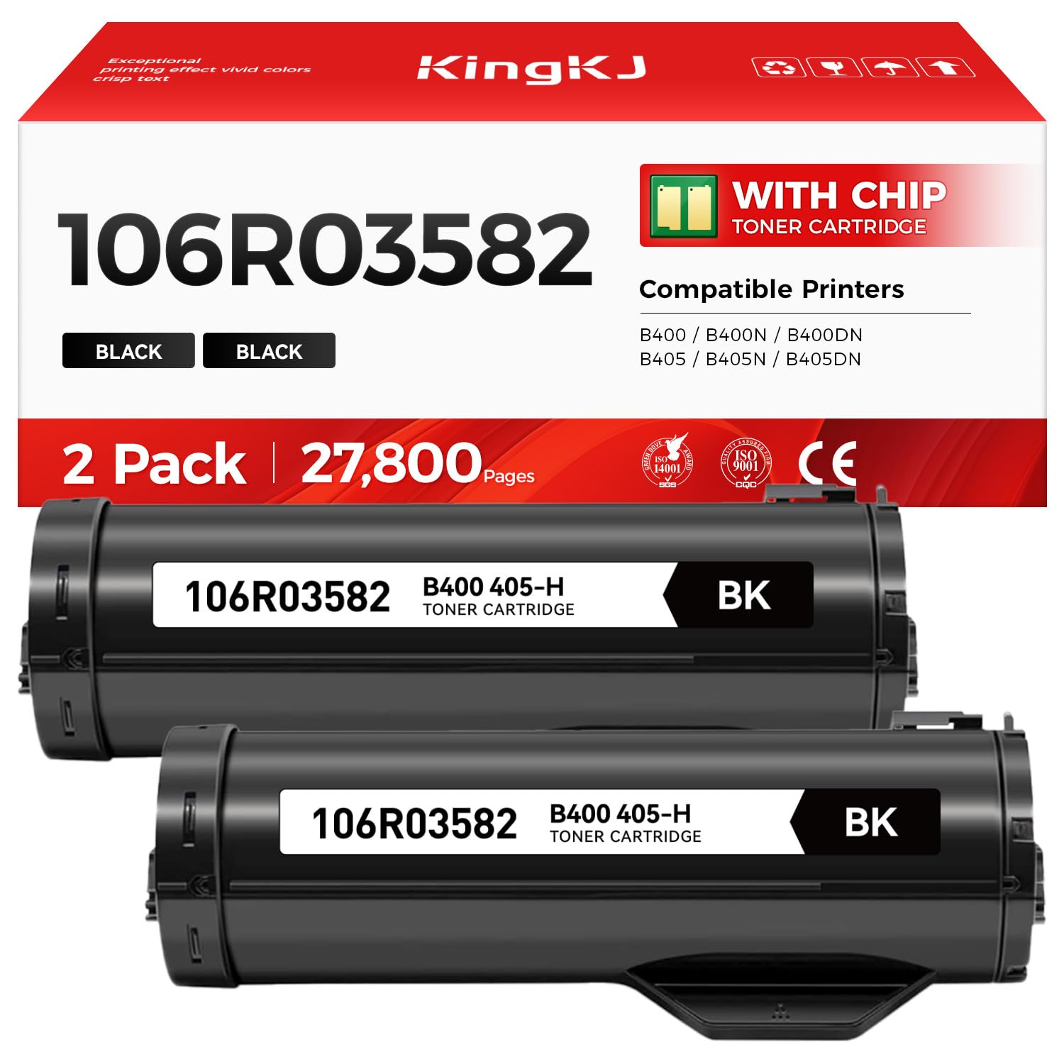 VersaLink B400 B405 106R03582 Black Toner Cartridge 2-Pack Replacement for Xerox 106R03580 106R03584 Toner Compatible with Xerox VersaLink B400 B400N B400DN B405 B405N B405DN Laser Printer Ink Copier