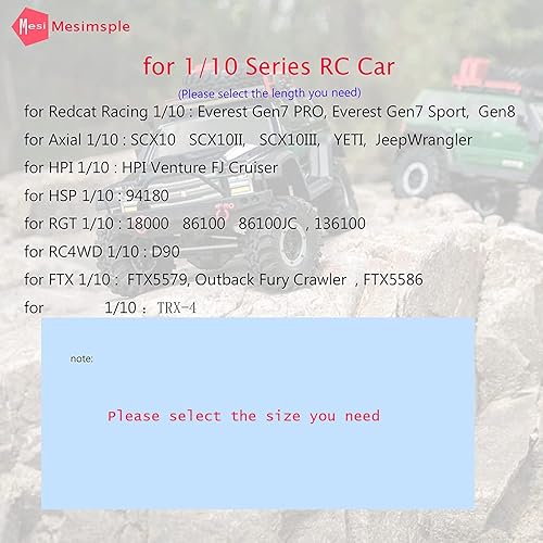 Miniatura 3 de Mesimsple Amortiguadores RC de aleación de 3.543 in y clips de cuerpo para 110 116 Series RC Crawler Car Alloy Front Rear Shock Fit para TRX4 SCX10