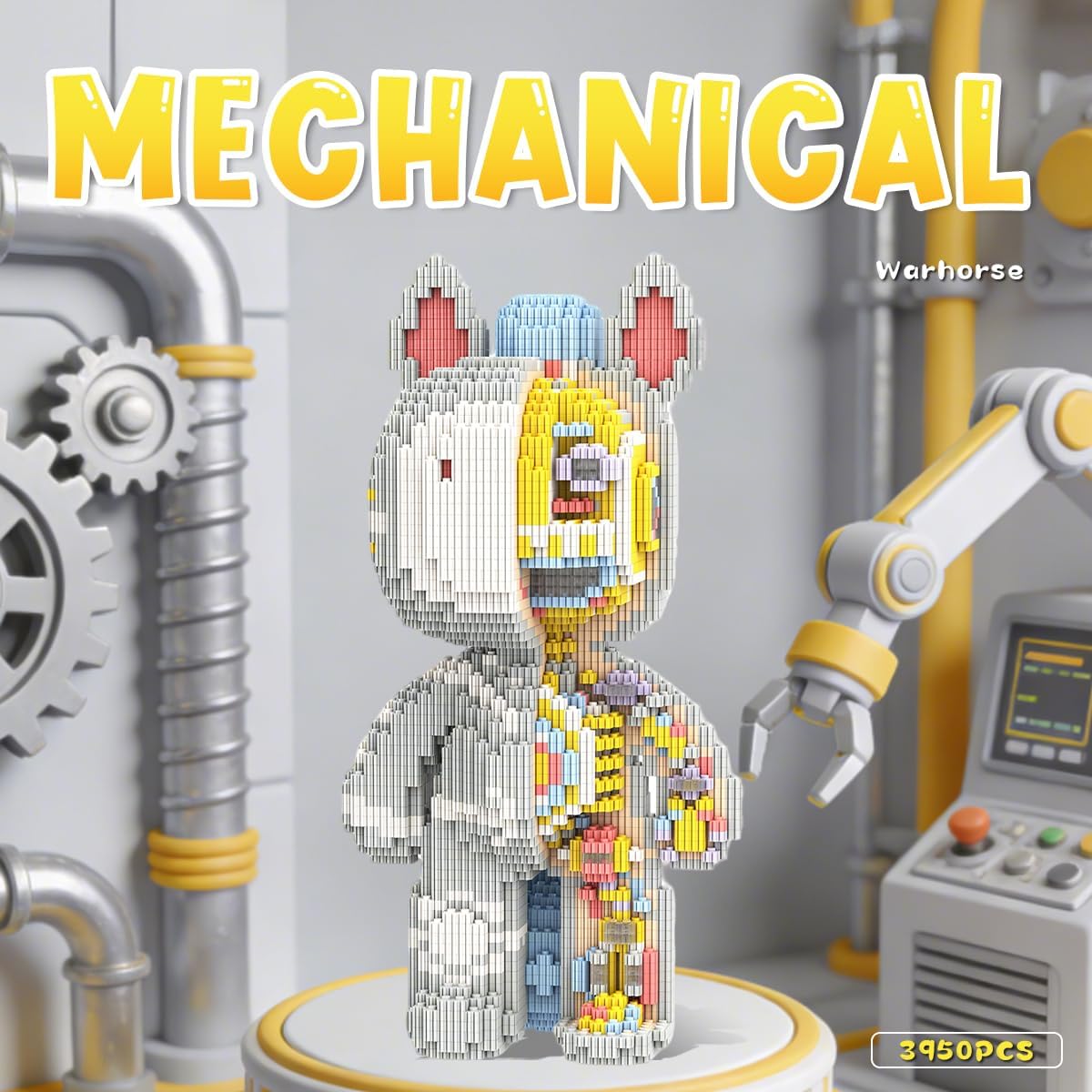 DAHONPA Half-Mechanical Armored Horse Micro Building Blocks Set (3900 Pieces), Creative Brick Set Home & Office Decor, Gift for Adults