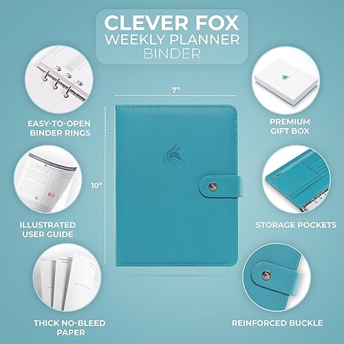 Miniatura 2 de Clever Fox Carpeta de agenda semanal, Agenda para fijar objetivos para administración del tiempo y tareas semanales, Organizador del trabajo y vida