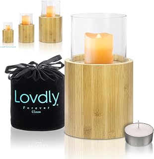 Cremation Urn for Human Ashes | Keepsake Urns for Adult & Pet Ashes | Decorative Urn Made from Premium Wooden Base with Glass Top. Candles Not Included (Wood, Small Bamboo)
