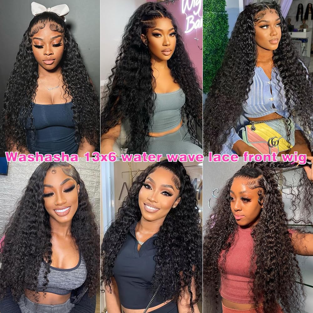 22” Water Wave Lace Unit 22 inch Water Wave Lace Front Wigs Curly Human Hair 13x4  main image 3