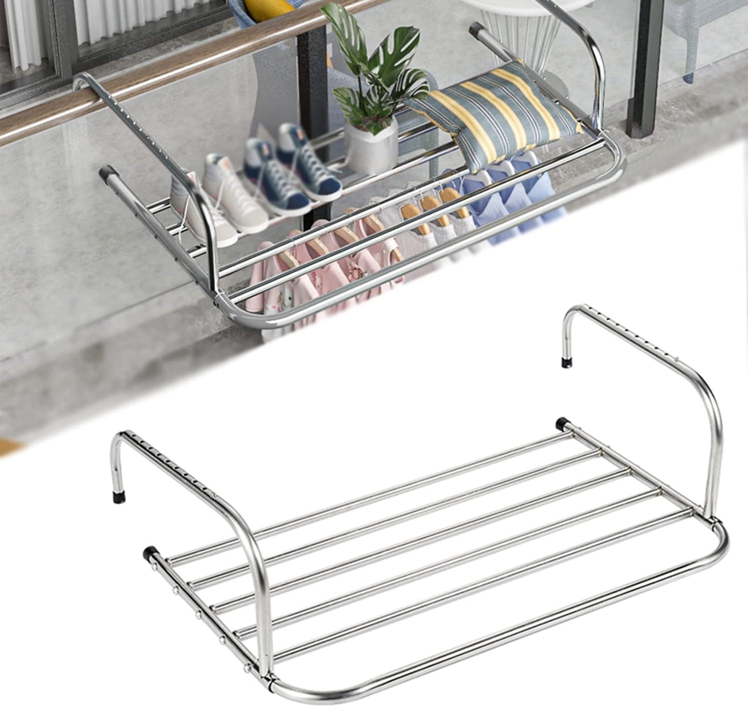 5-Bar Radiator Clothes Airer, Indoor/Outdoor Drying Rack for Towels & Clothes, Easy Install Hanging（40 * 38 * 18cm）