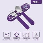 Bentgo® Ensemble d'ustensiles en acier inoxydable pour enfants - Fourche réutilisable, Spoo & Cas de stockage - Acier inoxydable sans BPA de haute qualité, poignées faciles à saisir, lave-vaisselle, coffre-fort pour déjeuner scolaire, voyage & Extérieur (Licorne)