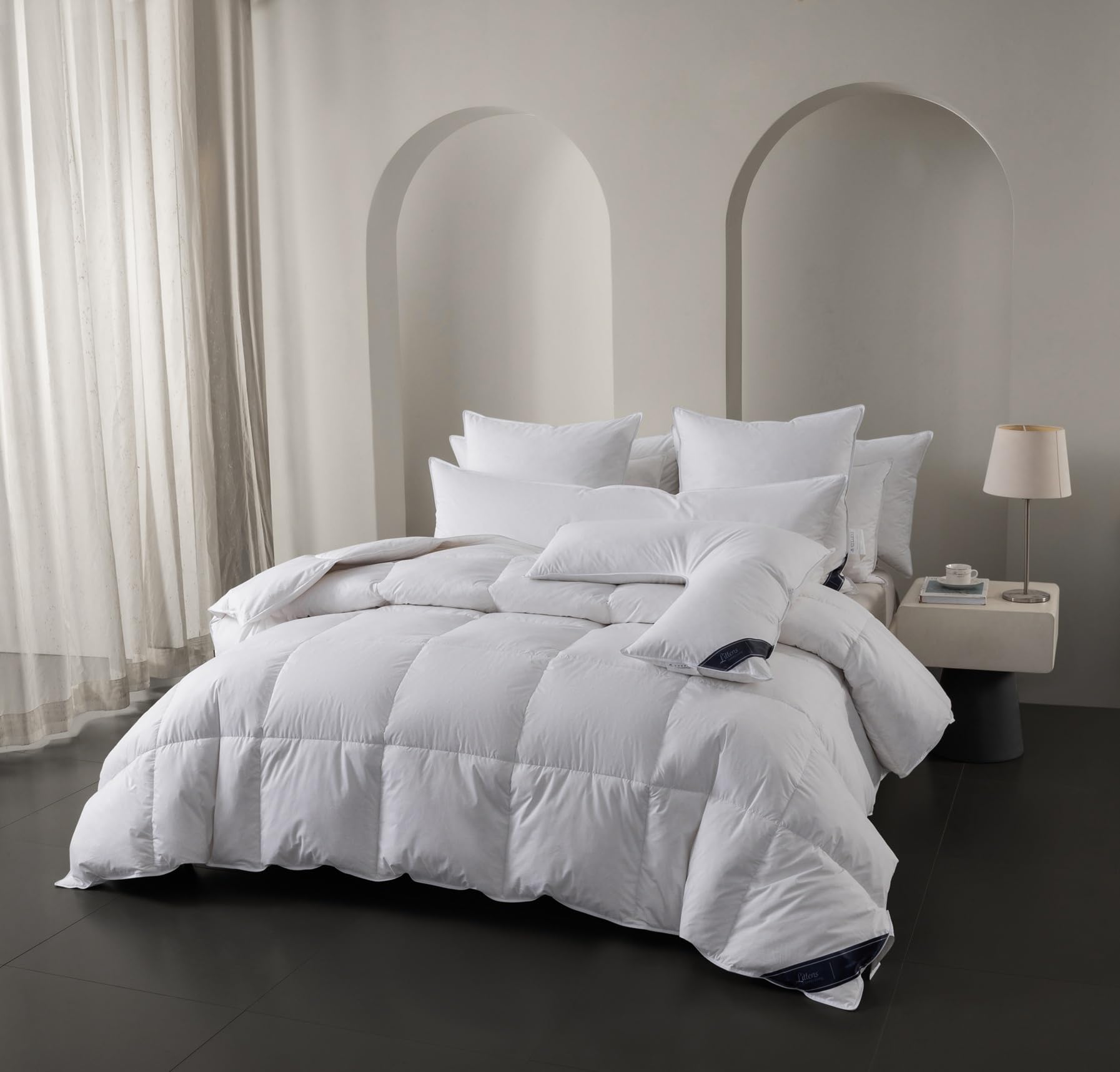 Littens Luxury 13.5 Tog Autumn Winter Superking Bed Size Duck Feather and Down Duvet Quilt & 2 Pillows Bundle, 230TC Down-Proof Cotton, Warm Heavy (260cm x 220cm)