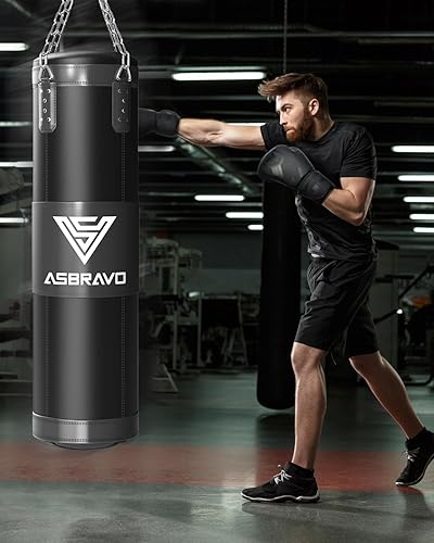 Miniatura 7 de Saco de boxeo para adultos, 4 pies Oxford Heavy Boxing Bag Set 12OZ Guantes para MMA Muay Thai Kickboxing Entrenamiento en casa, Gimnasio Marcial