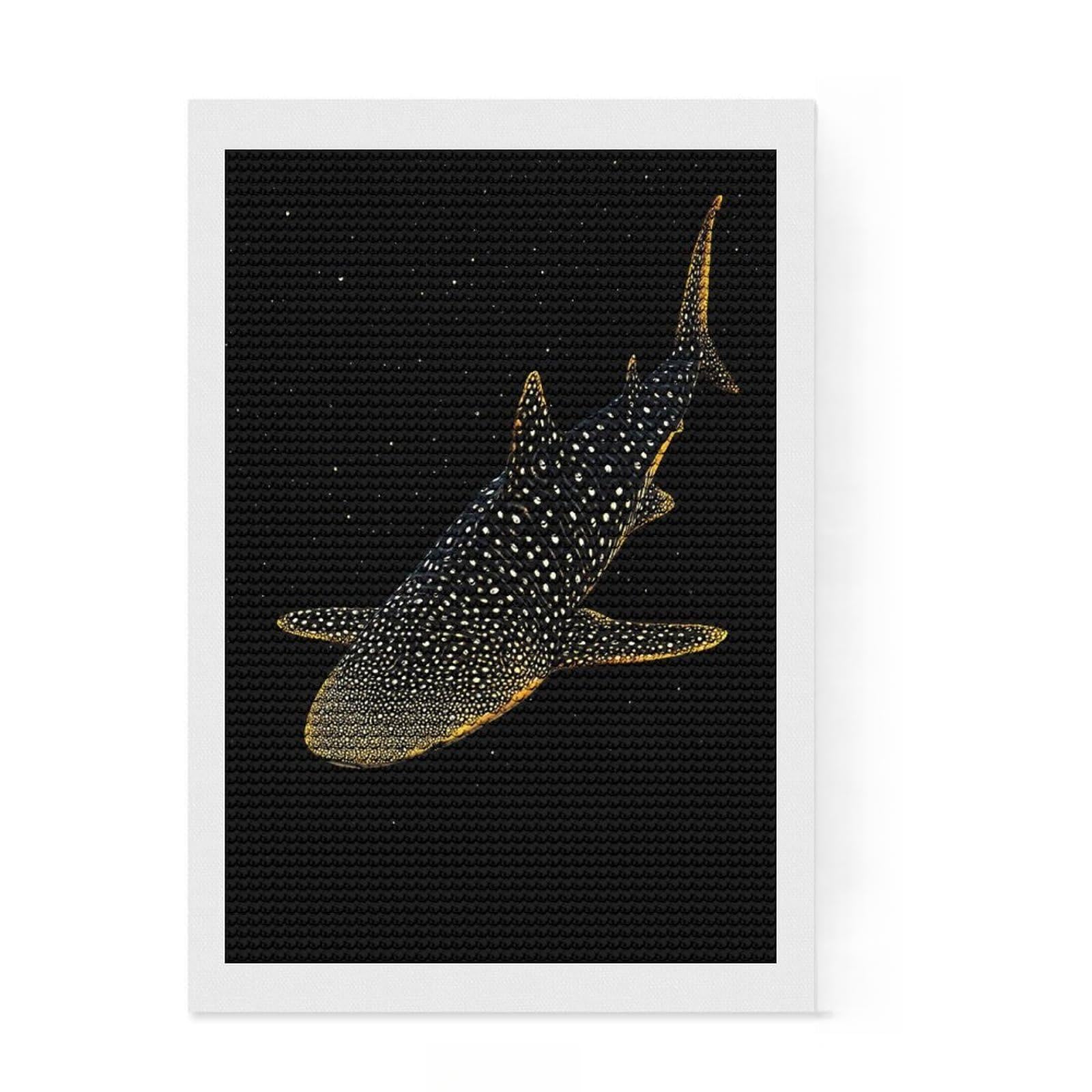 Junmoney Whale Shark Deep Diamond Painting Canvas Set 8"x12", for Teens, Simple to Start, Farmhouse Decor, Thoughtful Handmade Gift