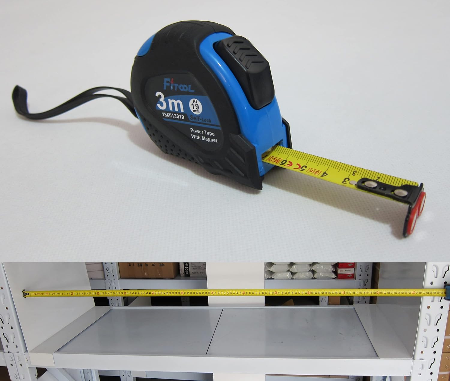 Self Lock Power Tape Measure, Metric, Retractable, Magnetic Hook, Shock Absorbent Rubber Case for Construction，Surveyor, Auto-lock Professional Measuring Tape 19mm x 3M