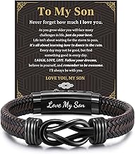 Men's Bracelets Gifts for Men - Brown Braided Leather Infinity Knot Bracelets Engraved Love Massage for Son Daddy Man Brother Husband Boyfriend, Personalised Mens Bracelets Gift for Birthday Christmas