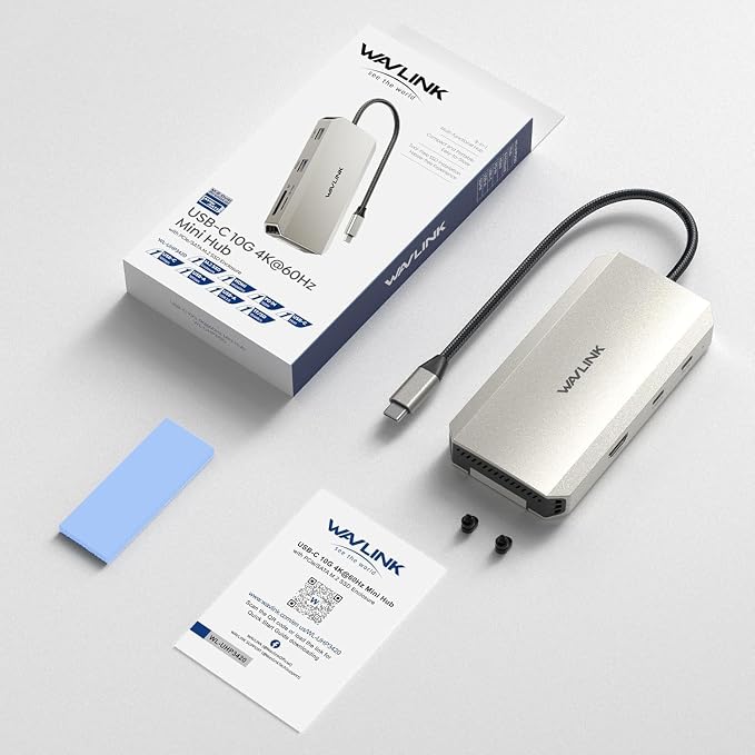WAVLINK Hub USB C 8 en 1 con Enclosure M.2 NVMe/SATA SSD miniatura 9