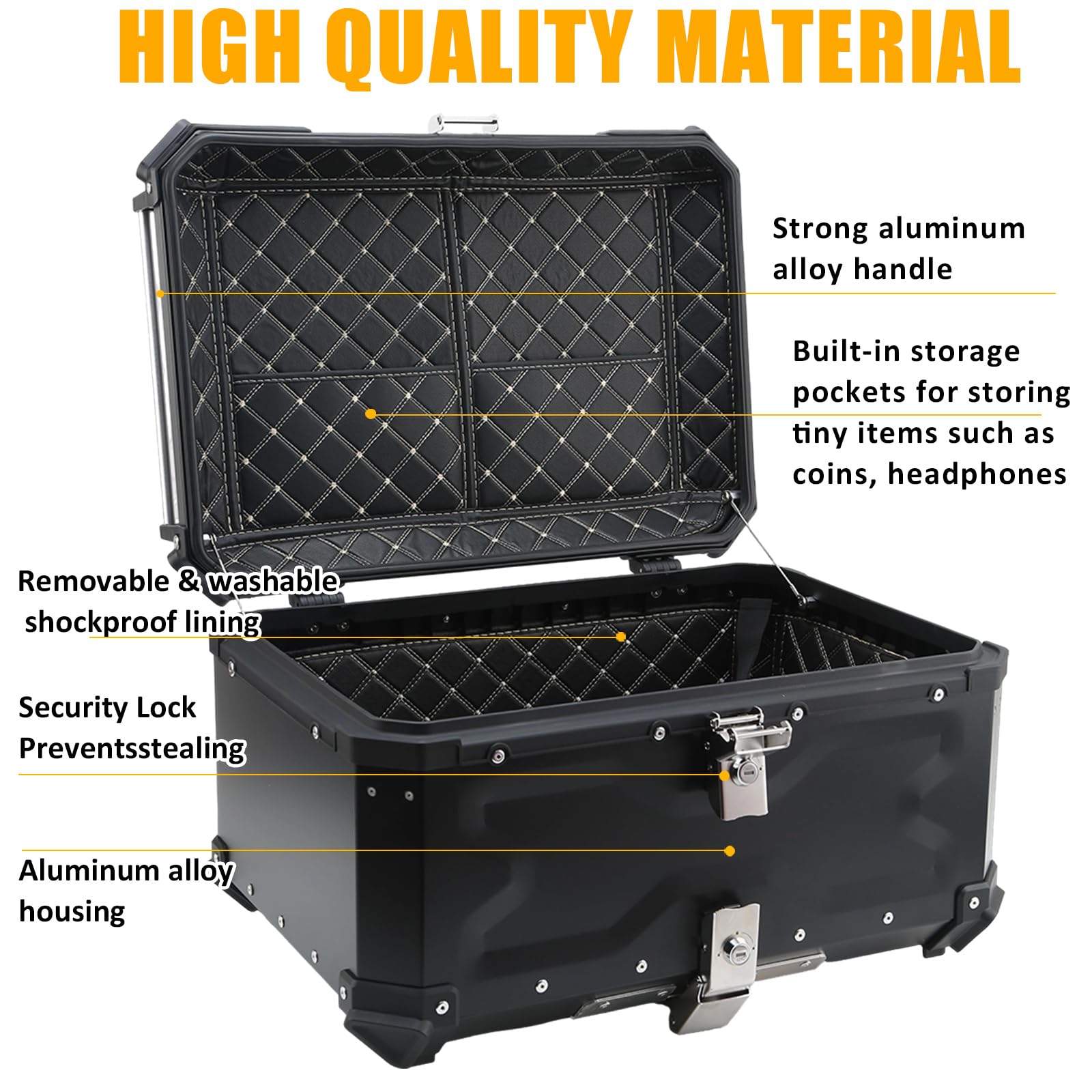 Motorrad Topcase Aluminium 65L Koffer Schwarz Universell