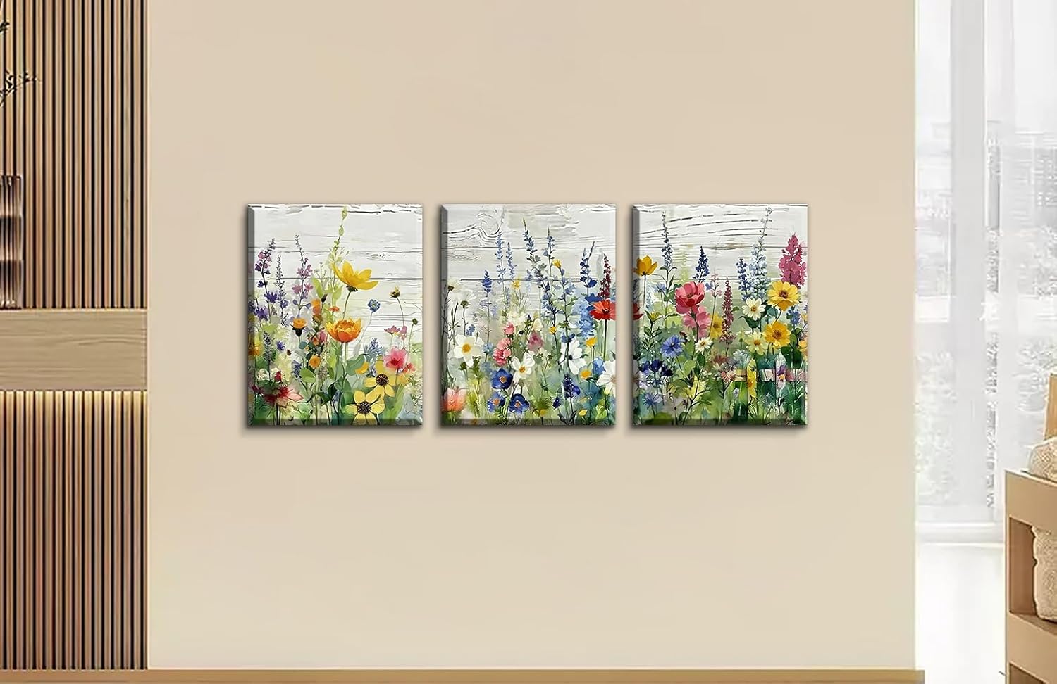 Wildflower Wall Art Canvas Prints Living Room Farmhouse Wall Decor,Botanical Framed Art Posters Bathroom Aesthetics Decorations (12"x16")