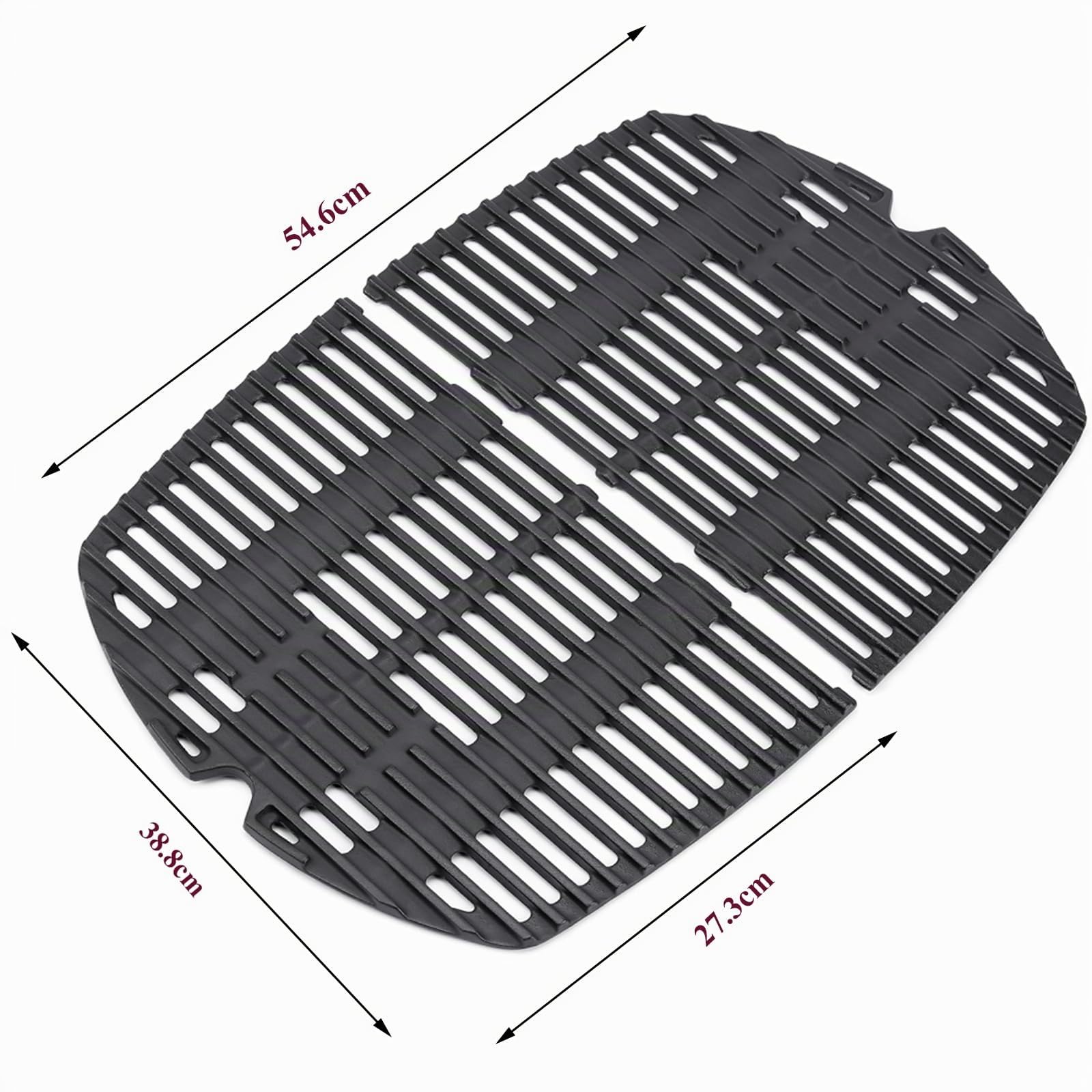 GFTIME Grille de Cuisson en Fonte pour Weber Q200 Q220 Q2000 Q2200 - 27.3 x 38.8cm - Accessoire de Rechange pour Gril à Gaz 65811 - Paquet de 2