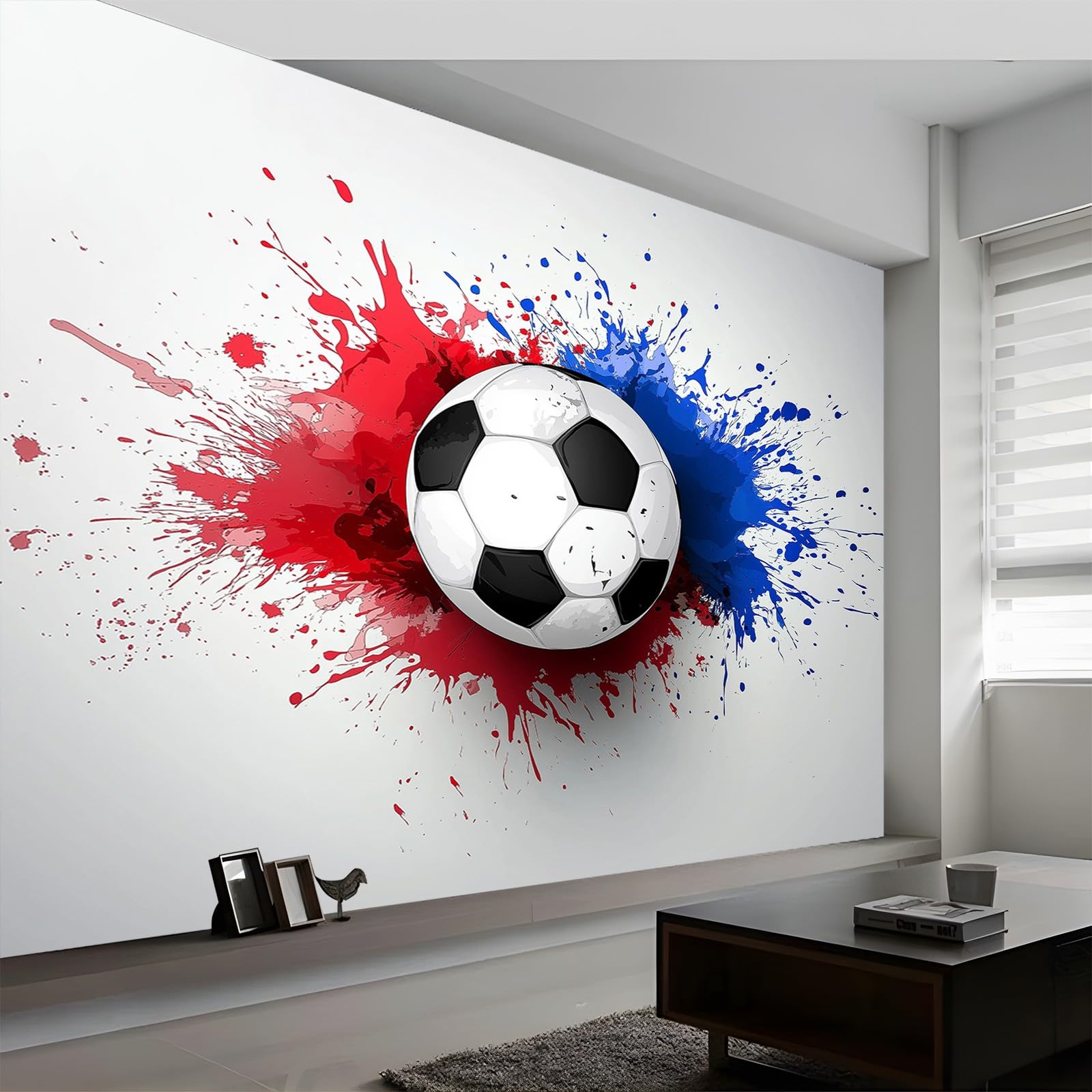 Panoramiczna niestandardowa tapeta 3D, 250 x 175 cm, plakat ścienny, sport, piłka nożna, farba, tapeta mural do sypialni, salonu, pokoju dziecięcego, dekoracja, szara fototapeta