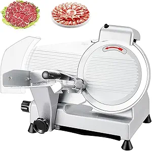 Commercial Meat Slicer 240W,Semi-Automatic Meat Cutter Equipped With Detachable Blades of 10in,Food Slicer with Sharpening Stone,0-12mm Adjustable Slice Thickness,for Home and Commercial Use